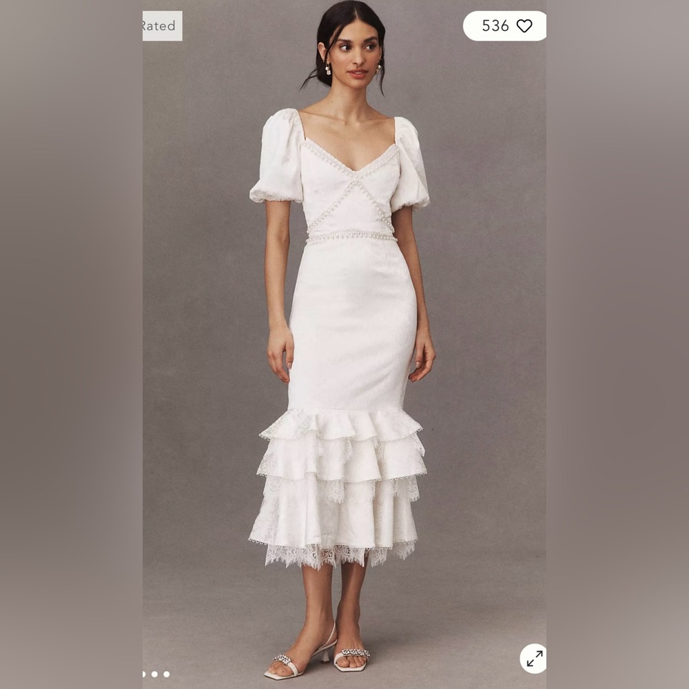 V. Chapman Cynthia Ruffle Midi Dress (Worn once)